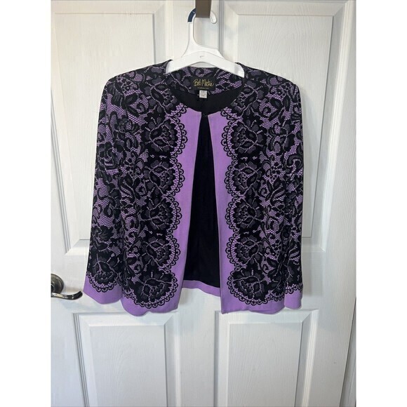 Bob Mackie Wearable Art Open Jacket Lilac Black Ladies XXS‎ - Picture 2 of 8